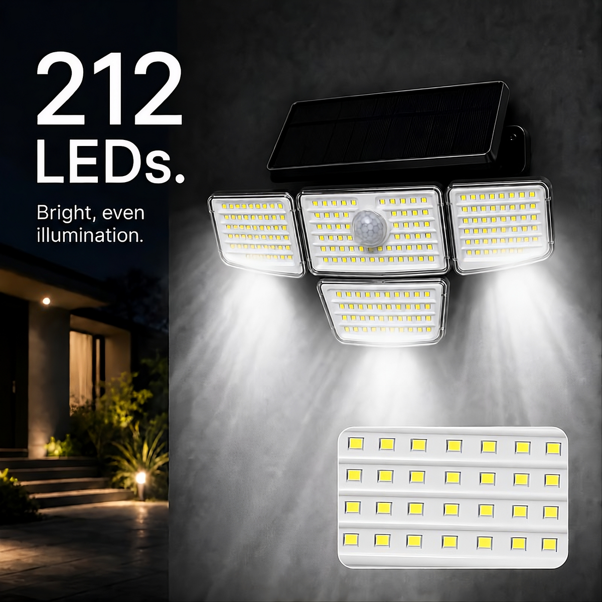 SS Collectives™ Solar Motion Sensor Wall Light | 212LED Outdoor Security Light