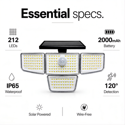 SS Collectives™ Solar Motion Sensor Wall Light | 212LED Outdoor Security Light